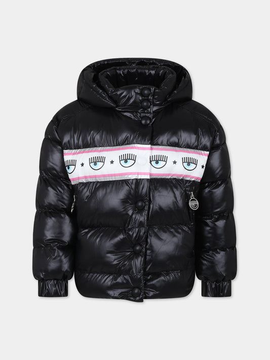 Piumino nero per bambina con eyes flirting,Chiara Ferragni Collection,51B100 2420 0050
