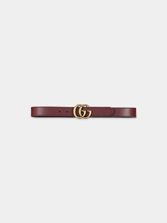 Cintura bordeaux per bambini con doppia G,Gucci Kids,432707 1AAOS 6123