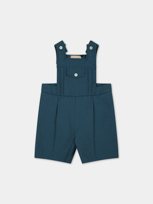Salopette verde per neonato con motivo G,Gucci Kids,737855 XWAX8 4047