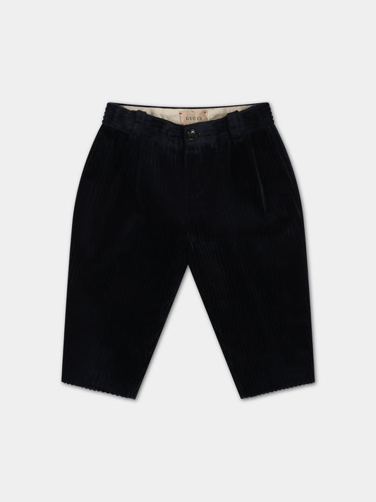 Pantaloni blu per neonato con doppia G,Gucci Kids,746921 XWAX6 4003