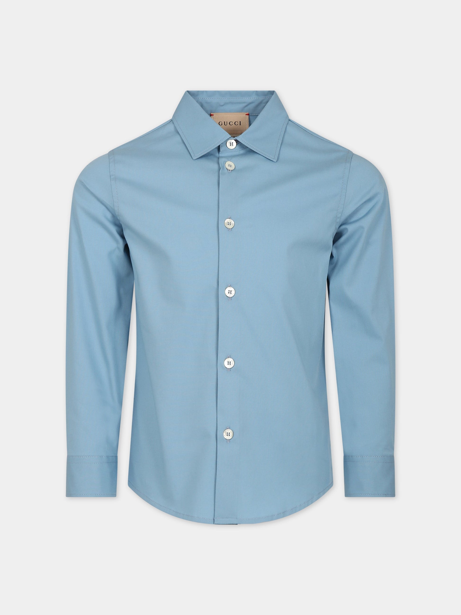 Camicia azzurra per bambino con icrocio GG,Gucci Kids,747297 XWAYG 4487