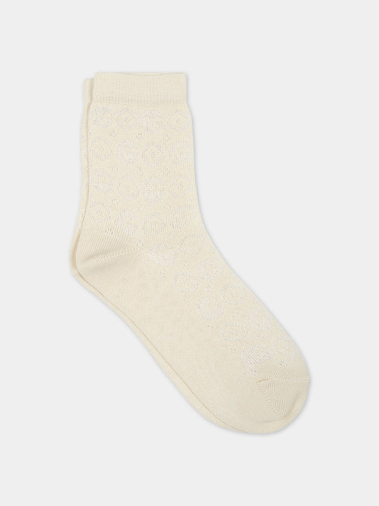 Calzini avorio per bambini con doppia G,Gucci Kids,748285 4KABO 9200