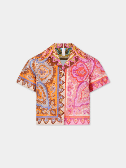 Camicia multicolor per bambina con stampa,Zimmermann,7715TSS235