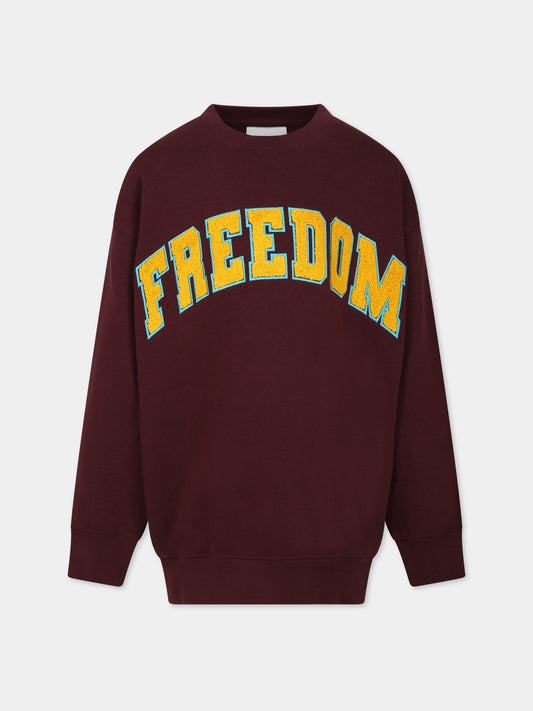 Felpa bordeaux per bambini con scritta Freedom,Molo,1W23J202 8799