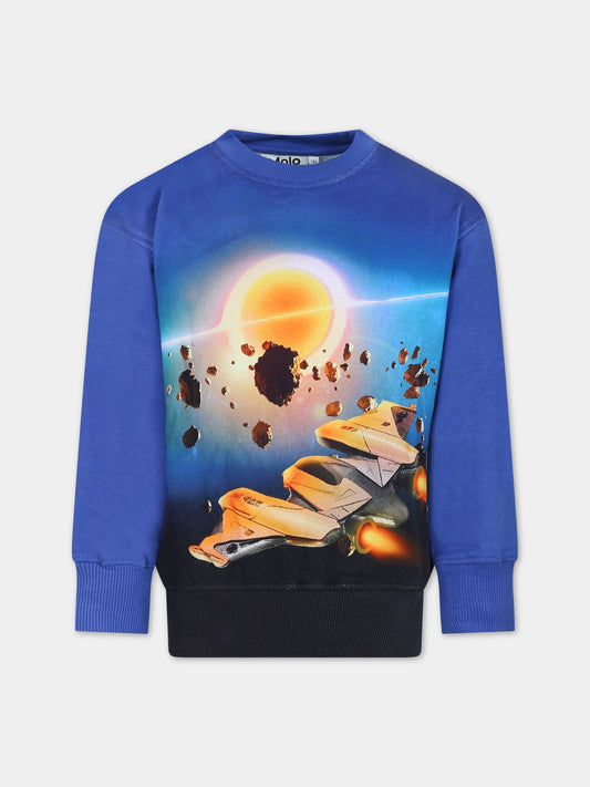 Felpa blu per bambino con astronave,Molo,1W23J206 3382