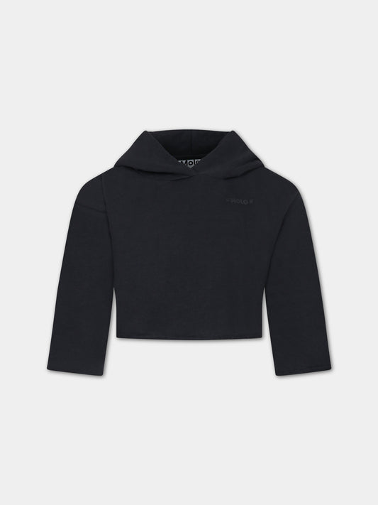 Felpa nera per bambina con logo,Molo,2W23J305 2254