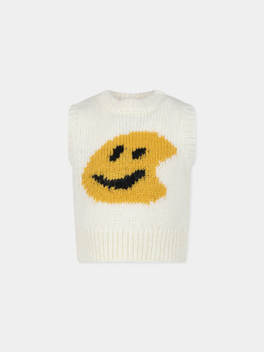 Maglia gilet avorio per bambini con smile,Molo,2W23K103 3281