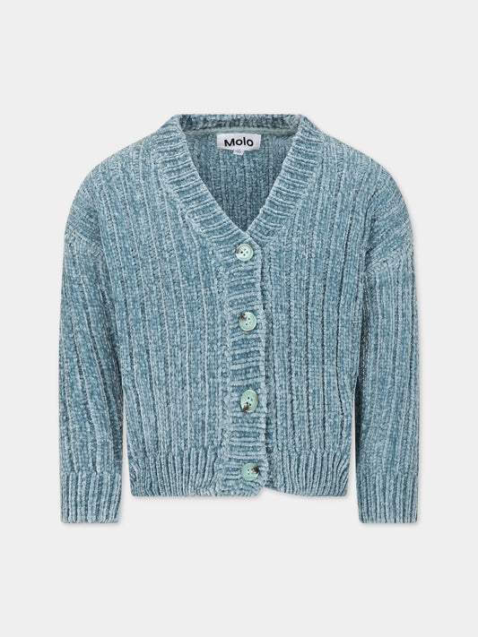 Cardigan celeste per bambina con logo,Molo,2W23K301 8771