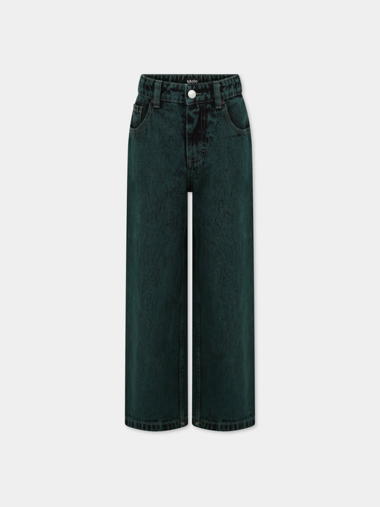 Jeans verdi per bambini con logo,Molo,6W23I102 8819