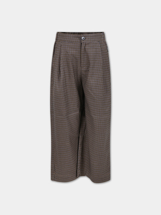 Pantaloni marroni per bambina con pied de poule,Molo,2W23I103 6882