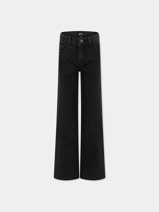 Jeans neri per bambina con logo,Molo,2W23I113 8073