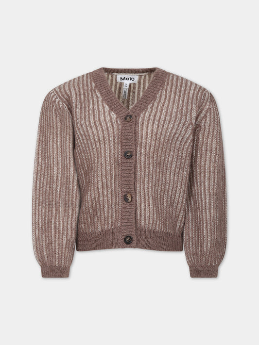 Cardigan marrone per bambina,Molo,2W23K303 8778
