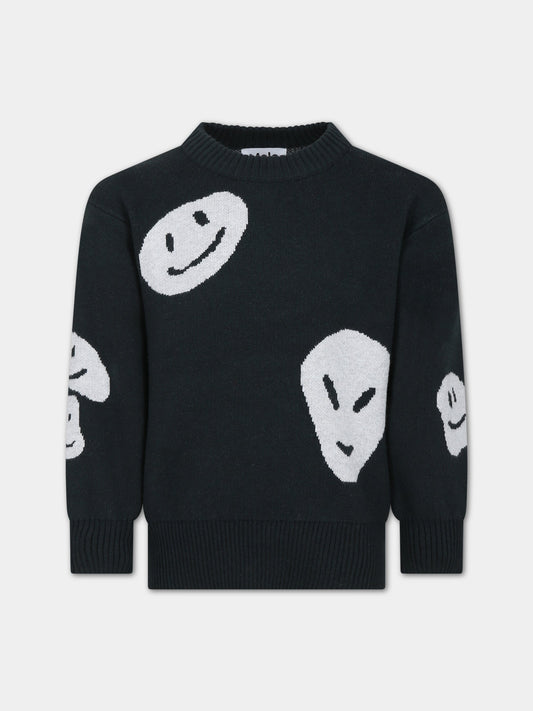Maglione verde per bambino con smile,Molo,6W23K210 3296