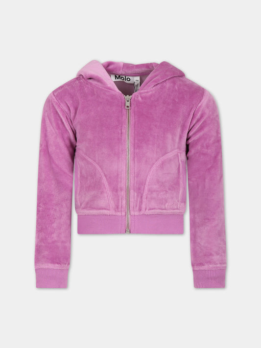 Felpa rosa per bambina con logo,Molo,2W23J303 8765