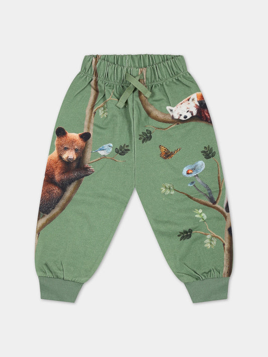 Pantaloni verdi per neonati con animali,Molo,6W23I217 3355
