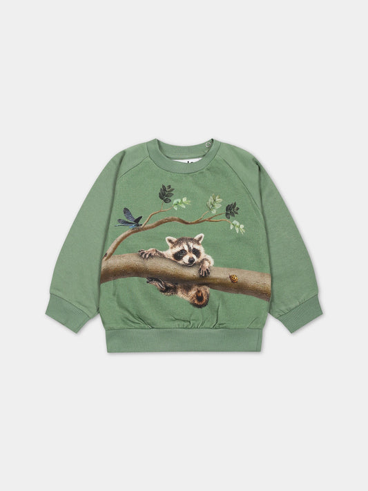 Felpa verde per neonati con animali,Molo,6W23J208 3356