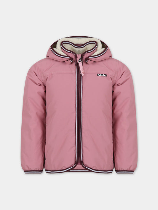 Giubbotto rosa per bambina con logo,Molo,5NOSM308 8544