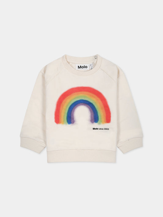 Felpa bianca per neonati con logo e stampa,Molo,6W23J202 3268