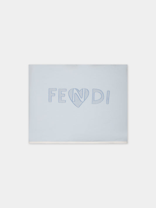 Coperta celeste per neonato con logo,Fendi Kids,BUJ252 8RA F19J4