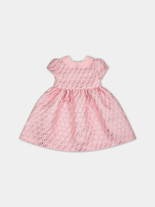 Vestito rosa per neonata con iconica doppia F,Fendi Kids,BFB461 AMJ4 F0U0J