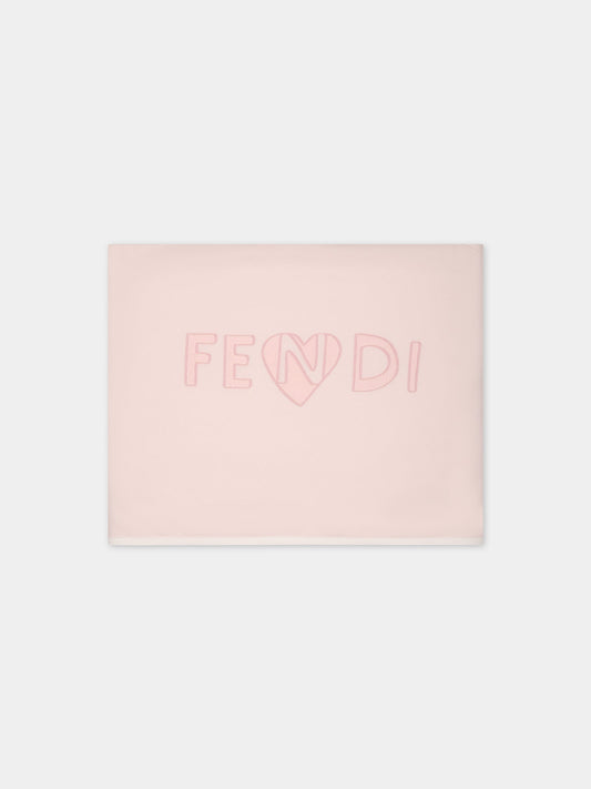 Coperta rosa per neonata con logo,Fendi Kids,BUJ252 8RA F0C11