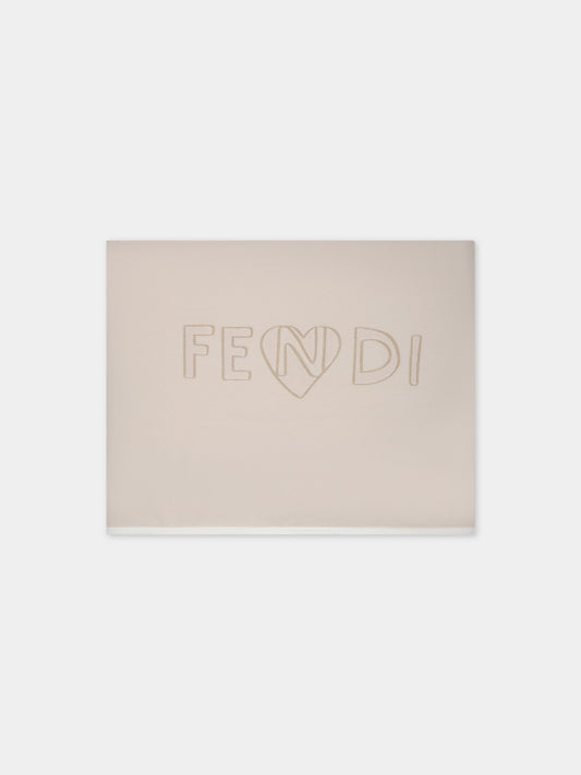Coperta beige per neonati con logo,Fendi Kids,BUJ252 8RA F19J5