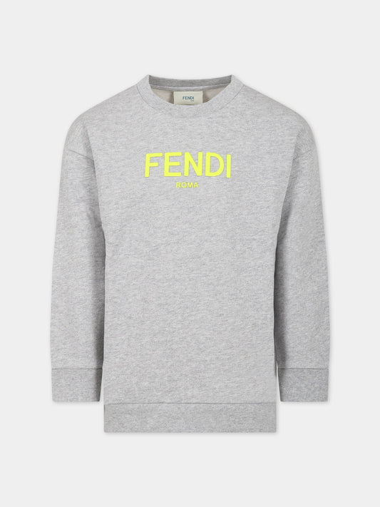 Felpa grigia per bambini con logo,Fendi Kids,JUH051 5V0 F1L12