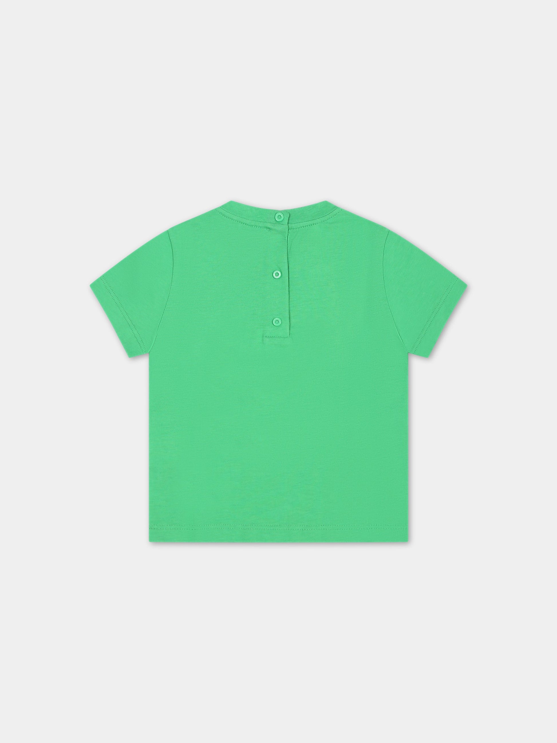 T-shirt verde per neonati con logo,Fendi Kids,BUI054 7AJ F1LYH