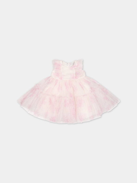 Vestito avorio per neonata con pois,Monnalisa,39B900 2023 0191