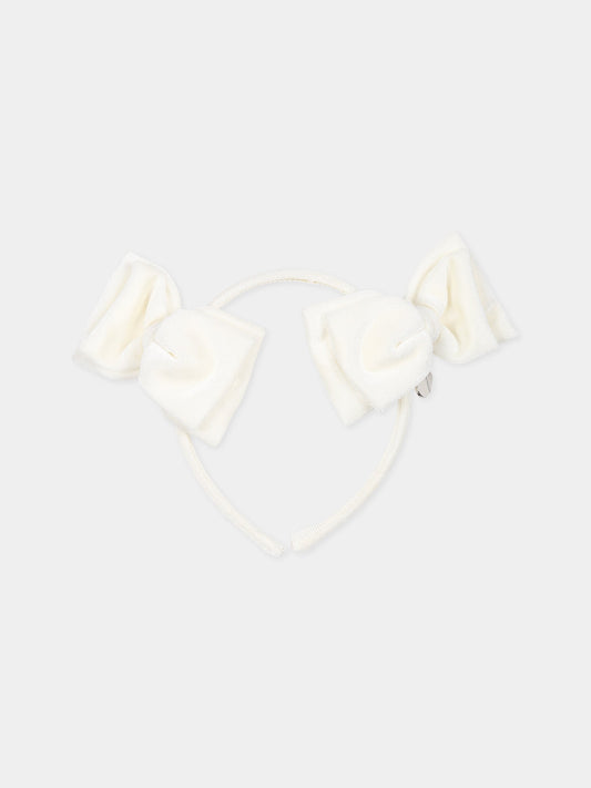 Cerchietto bianco per bambina con fiocchi,Monnalisa,39B003 2080 0001
