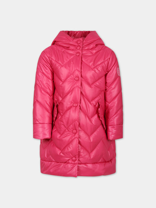 Piumino fucsia per bambina con logo,Monnalisa,17B101 2408 0097