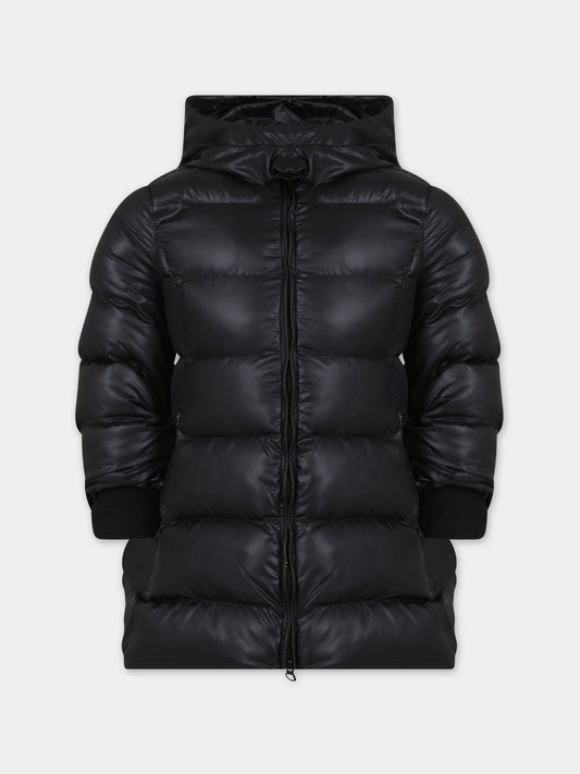 Piumino nero per bambina con logo,Monnalisa,17B100 2040 0050