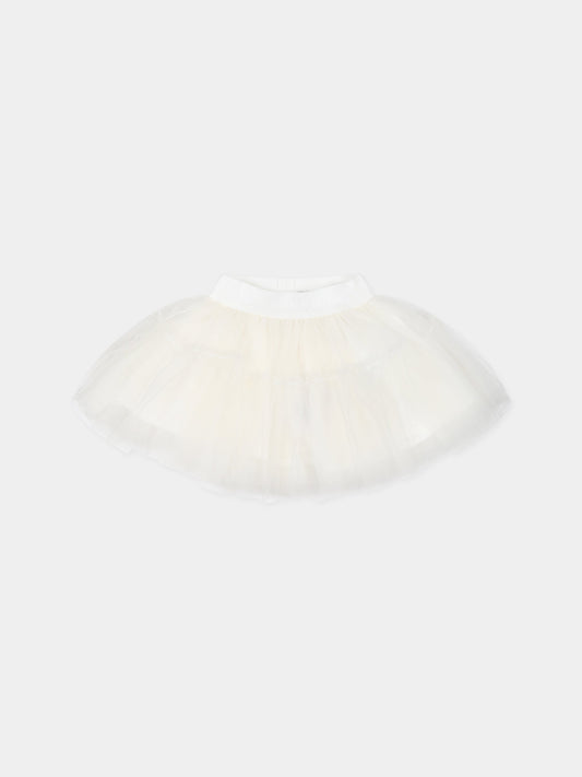 Gonna avorio per neonata con logo,Monnalisa,37BGON T9945 0001