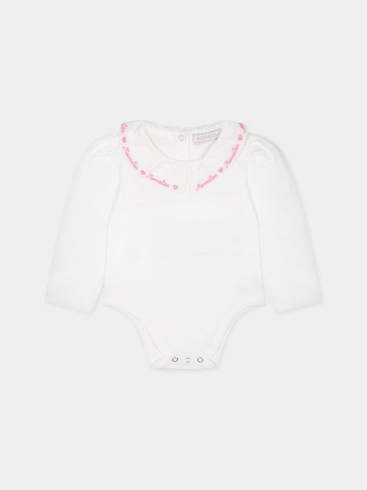 Body bianco per neonata con logo,Monnalisa,37B300 2000 0001