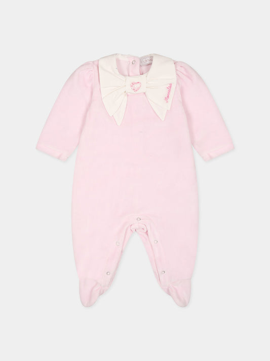 Tutina rosa per neonata con logo e cuore,Monnalisa,35B202 2009 0091