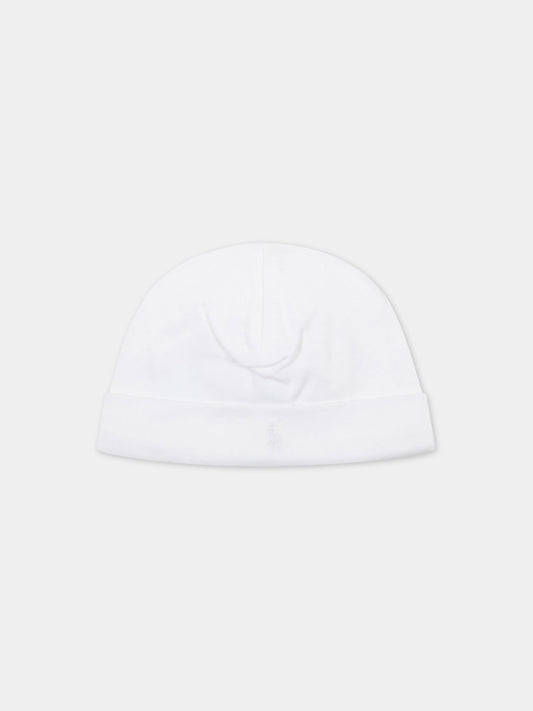 Cappello bianco per neonata con logo,Monnalisa,35B004 2004 0001