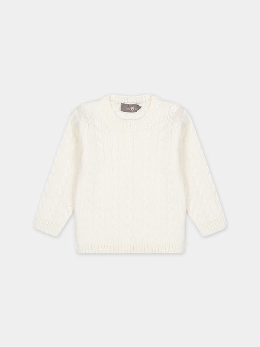 Maglione bianco per neonati,Little Bear,7164 LATTE