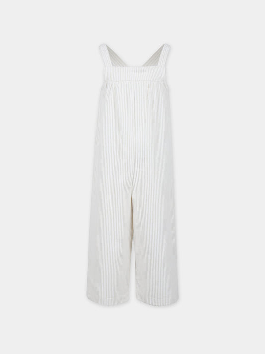 Salopette bianca per bambina,Little Bear,7226 LATTE