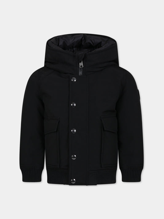 Piumino nero per bambino con logo,Woolrich Kids,CFWKOU0398MRUT0641 BLK
