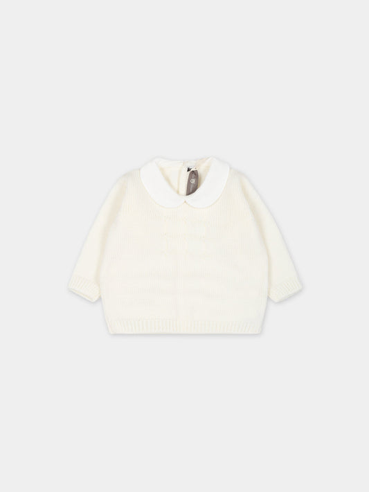 Maglione bianco per neonati,Little Bear,7002 LATTE/LATTE