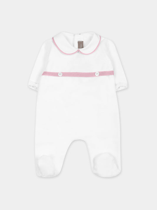 Tutina bianca per neonata,Little Bear,7038 LATTE/PEONIA