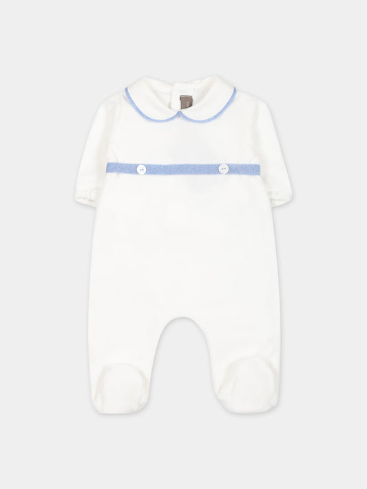 Tutina bianca per neonato,Little Bear,7038 LATTE/AZZURRO
