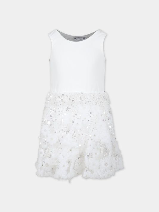 Vestito bianco per bambina con fiori,Self Portrait,PF23 711S W