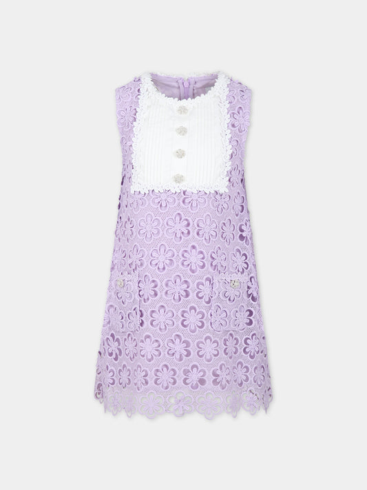 Vestito viola per bambina con fiori,Self Portrait,PF23 718S L