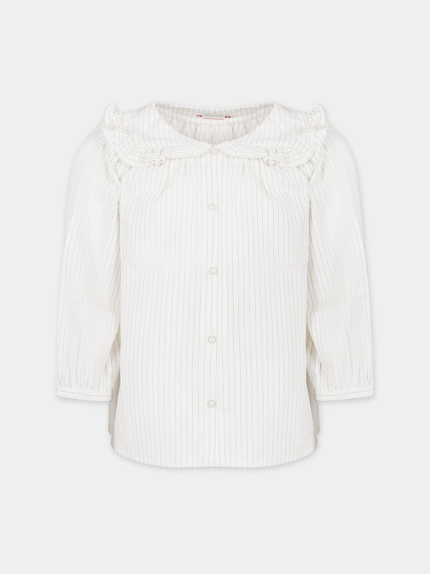 Camicia bianca per bambina a righe,Bonpoint,W03GBLW00002 203