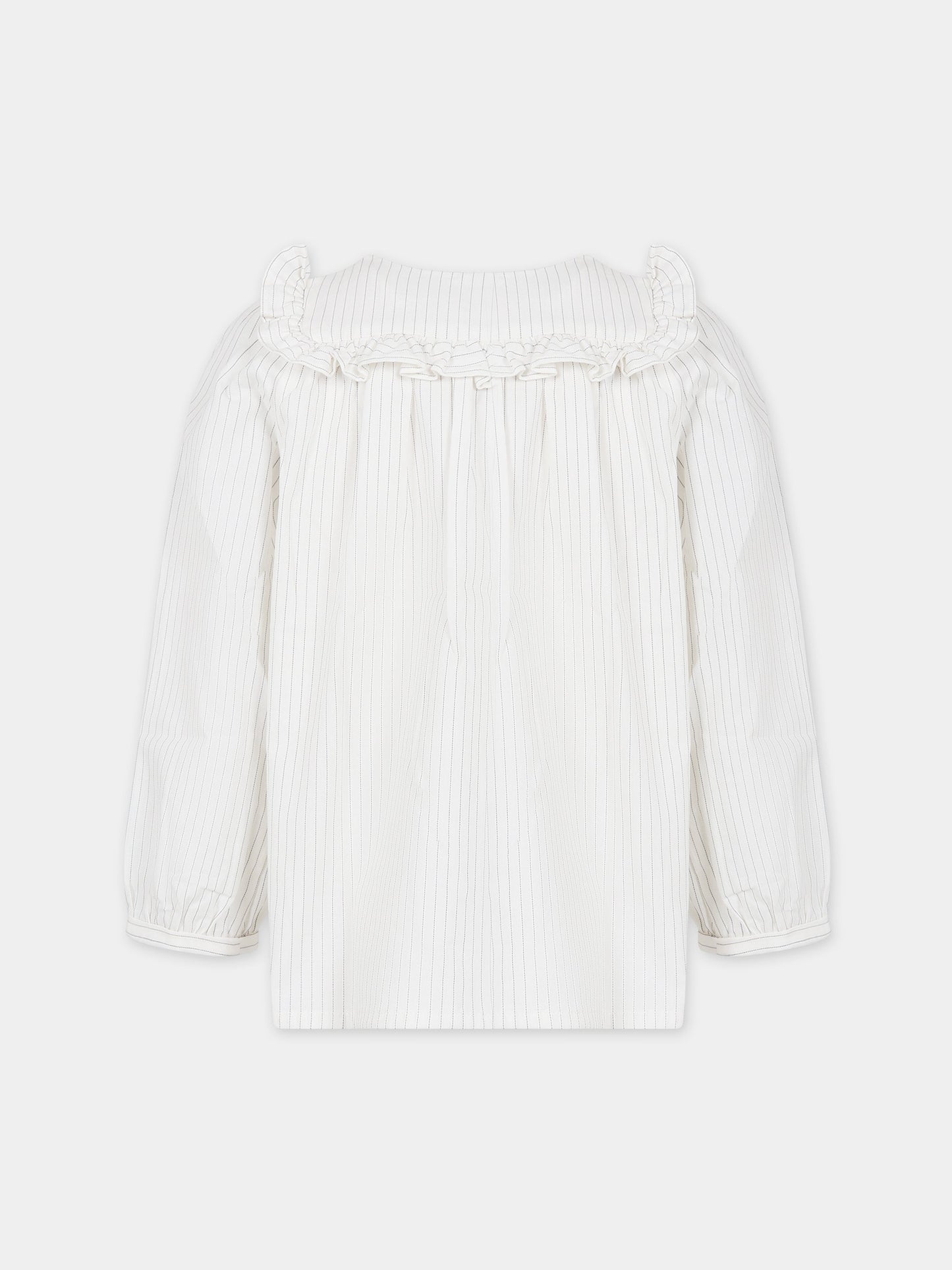 Camicia bianca per bambina a righe,Bonpoint,W03GBLW00002 203
