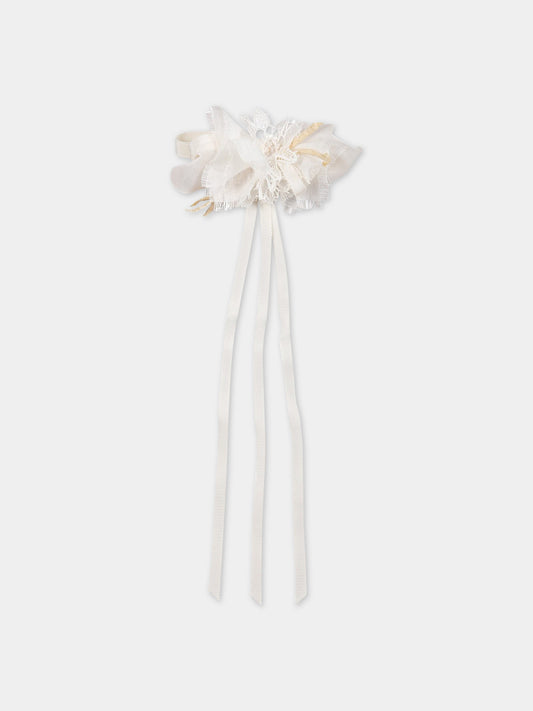 Fermaglio bianco per bambina con natrini e merletti,Raffaella,FOREST