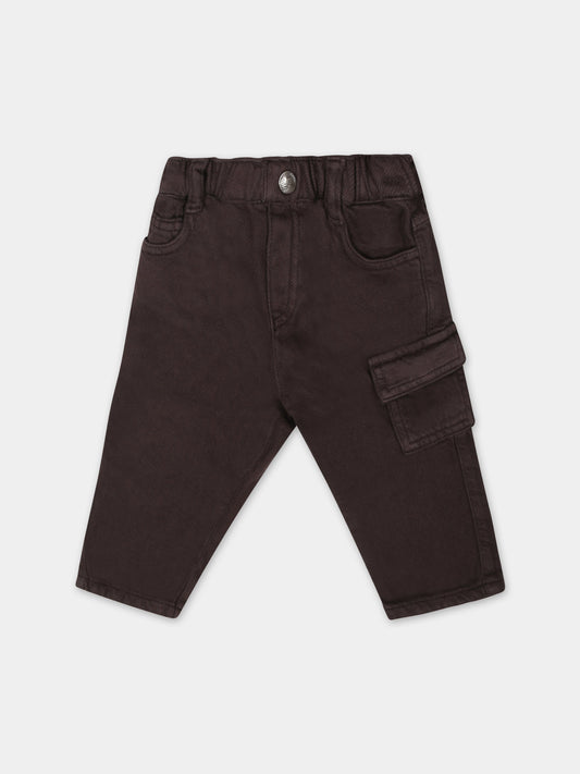 Pantaloni marroni per neonato con aquilotto,Armani Junior,6RHJ40 3N5NZ 05A6