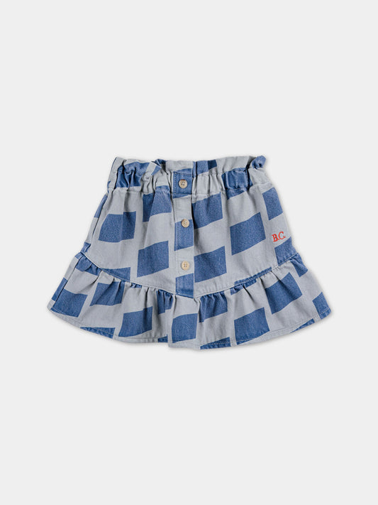 Gonna grigia per bambina con stampa a quadri,Bobo Choses,223AC091