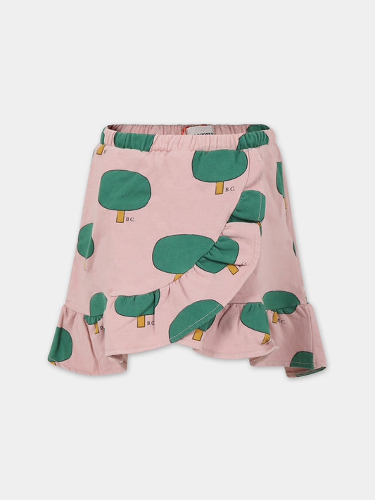 Gonna rosa per bambina con stampa alberi,Bobo Choses,223AC096